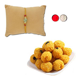 Affinity Pearl Rakhi - JPJUN-23-053 (Single Rakhi), 500gms of Laddu